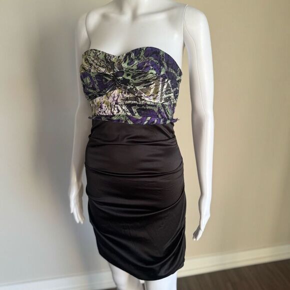 Vintage Rubber Ducky Strapless Satin Ruched Dress - Picture 4 of 6